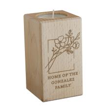 Personalised Floral Bouquet Wooden Tealight Holder